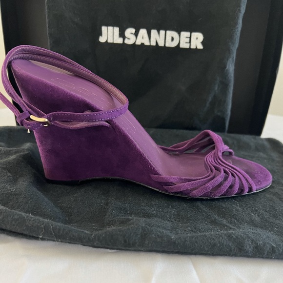 Jil Sander Vintage Luxurious Purple Suede Wedge Heels Worn Once - Picture 5 of 11